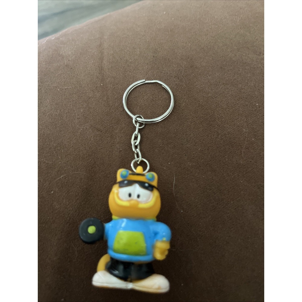 Vintage Garfield Cat PVC Keychain Sporty Athletic Outfit Blue Hoodie Paws Inc